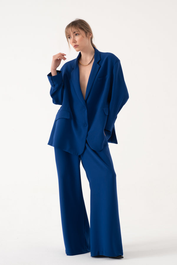 The Lola Blazer Sets Cotton Midnight Blue